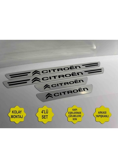Citroen Grubu Uyumlu Kapı Eşiği Koruyucu Ön - Arka 4'lü Set