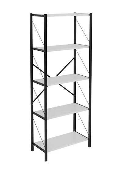 H-a Craft Metal Ayaklı 5 Raflı Kitaplık 150x60x24 Cm Ofis/ev Rafı Beyaz