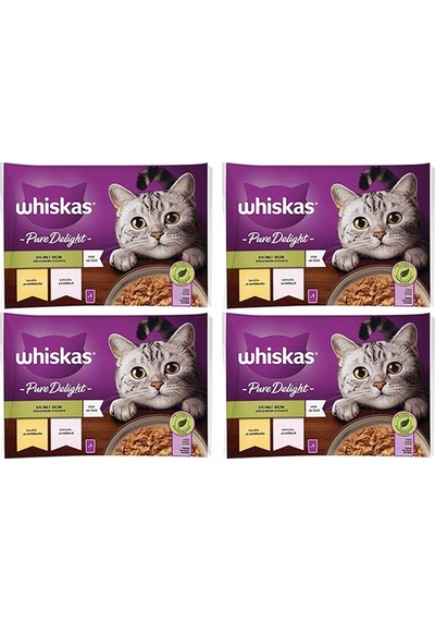 Whiskas Pouch Pure Delight Jöle İçinde Tavuklu Ve Somonlu Yetişkin Kedi Konservesi 16x85 Gr