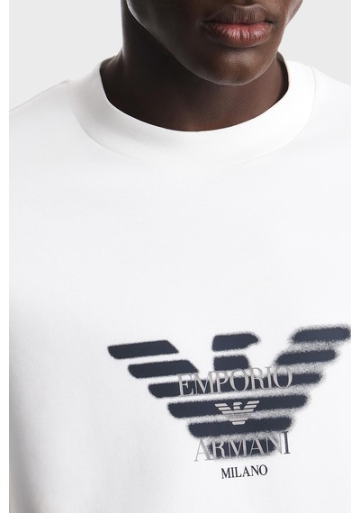 Emporio Armani Pamuklu Yuvarlak Yaka Sweat Erkek Sweat Em007315 Af10013 U0003 Beyaz