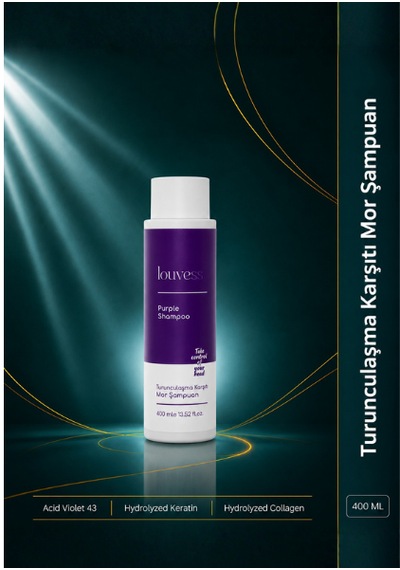Turunculaşma Karşıtı Mor Şampuan Acid Violet 43 - Hidrolize Keratin - Hidrolize Kolajen - 400 Ml Boyalı