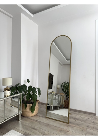 Effe Gold Metal Çerçeveli 180x50 Cm Oval Boy Aynası