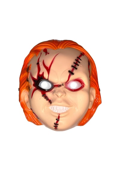 Chucky Maske Turuncu Saçlı Dikiş Detaylı Cadılar Bayramı Korku Maskesi Tüm Yaşlar