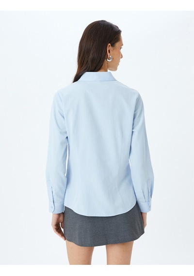 Koton Uzun Kollu Slim Fit Klasik Poplin Gömlek Mavi 5sak60043uw Mavi