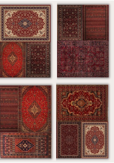 Çoklu Desen Etnik Halı Motifli 10'lu Scrapbook Kağıt Seti A5 Boyut