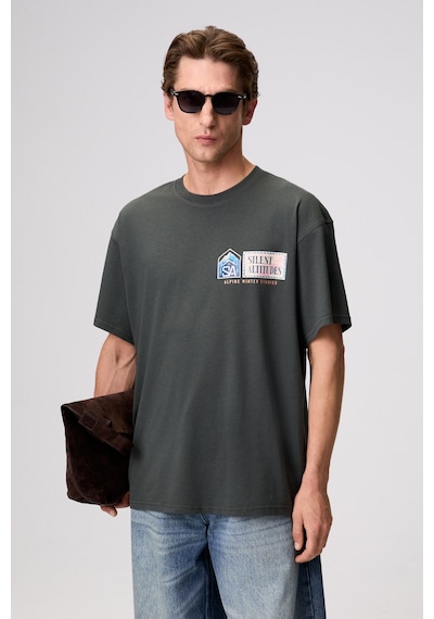 Grimelange Monedo Erkek Baskılı Yeşil T-shirt