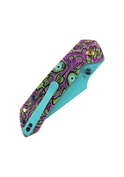Tenable Fenrir Mor Ölümsüz Baskılı Jade G10 Sap Mavi Kaplamalı 14c28n Çelik Kamp Çakı T1034f9