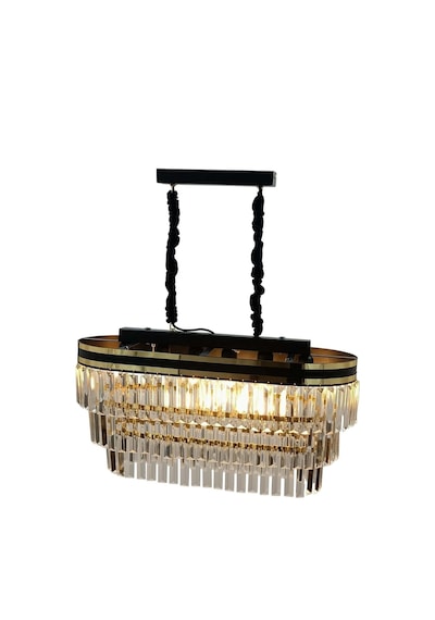 Sedef Şeritli 70x30 Cm Lik Kristal Taşlı Lüks Avize - Yatak Odası - Salon - Mutfak - Hol Altın
