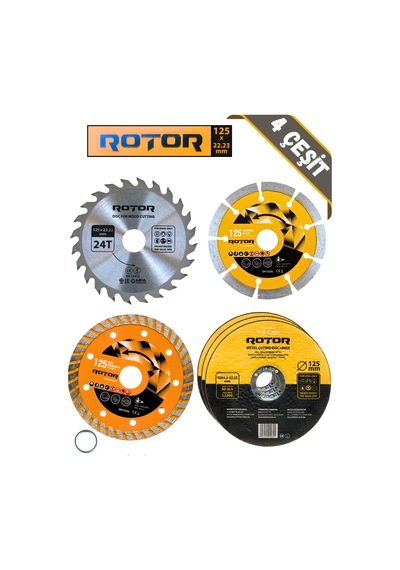 6'lı Disk Seti 125x22,23 Metal+seramik+ahşap 6 Parça