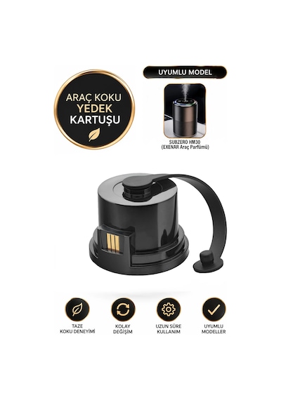 Exenar - Siyah - Yedek Koku Kartuşu Araç İçi Aroma Difüzörü Exenar Subzero Hm30 Koku Difüzörü Uyumlu 001