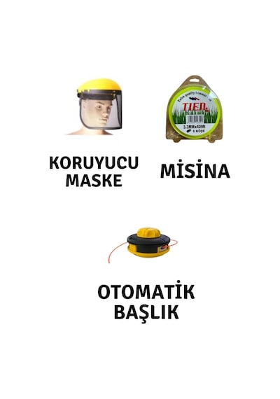 Motorlu Tırpan Seti Koruyucu Maske-misina-otomatik Başlık