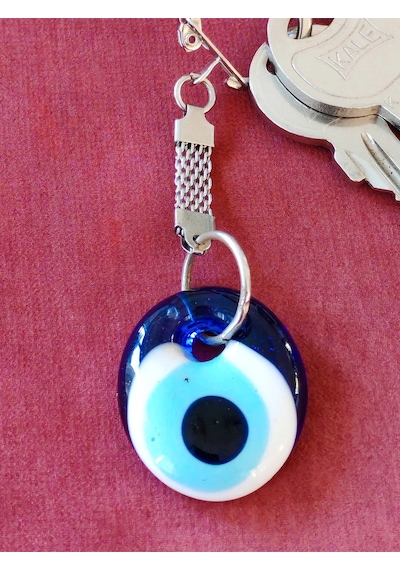 Moncuk Design Nazar Boncuklu Mavi Cam Anahtarlık