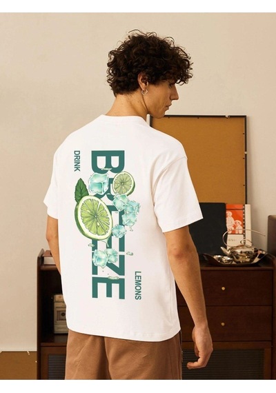Flood Of Style Erkek Beyaz Breeze Bisiklet Yaka Tshirt