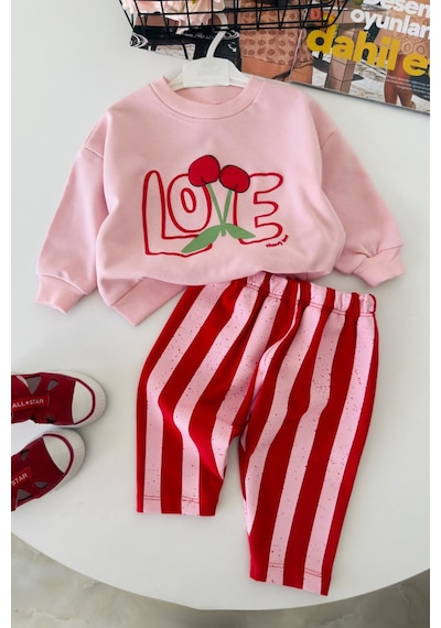 Minigimin Cicileri Love Kiraz Baskılı Kız Bebek 2 Li Takım - Pembe