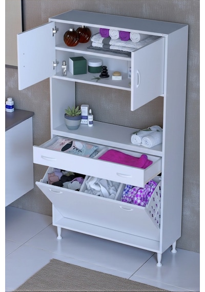 Eliusta Seris Sepetli Ve Çekmeceli Banyo Dolabı G:95 Cm Çok Amaçlı Beyaz Düzenleyici 95x173x32,5 Cm Dolap Beyaz Eliusta Seris Sepetli Ve Çekmeceli Banyo Dolabı G:95 Cm Çok Amaçlı Beyaz Düzenleyici 95x173x32,5 Cm Dolap Beyaz