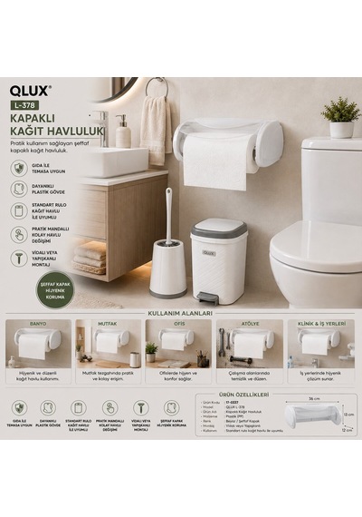 Qlux L-00378 Auqa Kapaklı Kağıt Havluluk Askısı Diğer