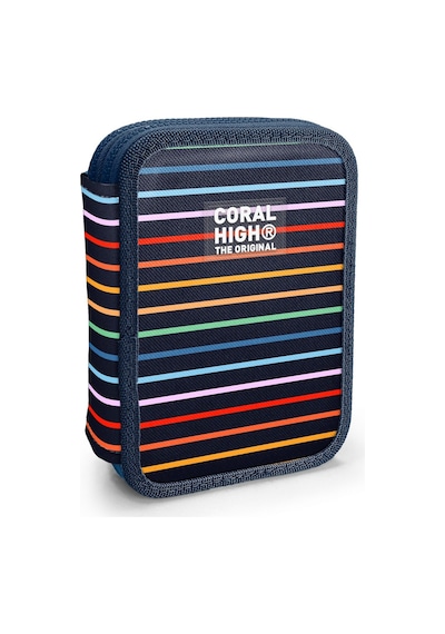 Coral High Erkek Çocuk Çok Renkli Çizgi Desenli Katlı Organizer Kalemlik Kalem Kutusu 31110