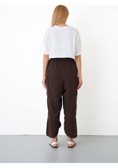 The Voler %100 Pamuk Müslin Şalvar Pantolon Kadın Yüksek Bel Oversize Rahat Kesim Cepli Siyah Yazlık Pantolon Kahverengi The Voler %100 Pamuk Müslin Şalvar Pantolon Kadın Yüksek Bel Oversize Rahat Kesim Cepli Siyah Yazlık Pantolon Kahverengi