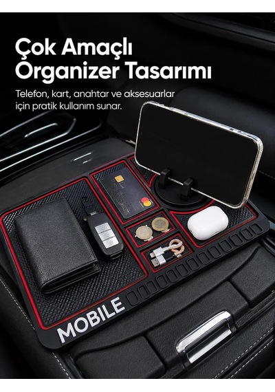 Araç İçi Kaydırmaz Organizer Mat Telefon Standlı Çok Amaçlı Konsol Düzenleyici Diğer 75287998