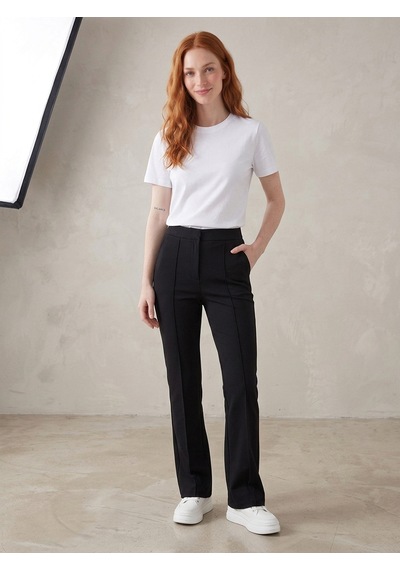 Noux Pamuk Basic Esnek Bisiklet Yaka T-shirt Beyaz