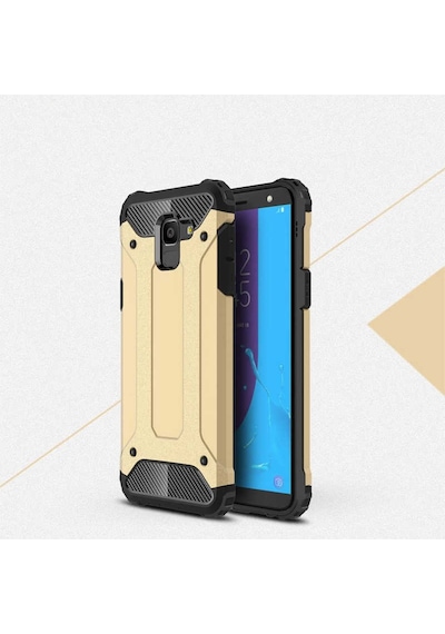 Noktaks - Samsung Galaxy Uyumlu J6 - Kılıf Çift Katman Zırh Tank Crash Military Kapak - Gold