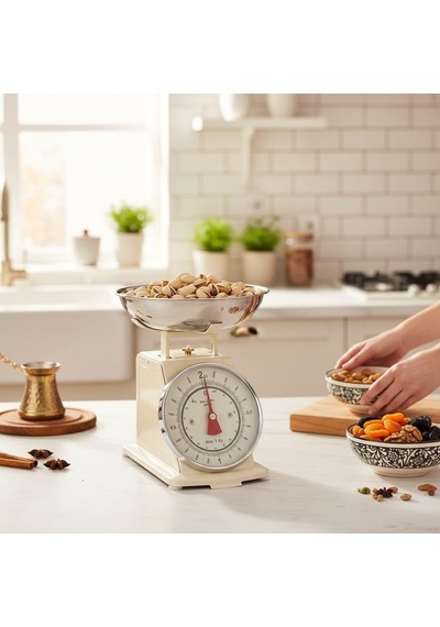 Amberhaus Retro Tasarım Analog Mutfak Terazisi - 2 Kg Kapasiteli Mekanik Gıda Tartısı - Çıkarılabilir Gümüş Ka Diğer
