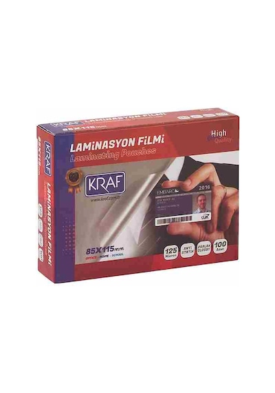 Kraf Parlak Laminasyon Filmi Kağıdı 85X115 MM 125 Micron 100 Adet