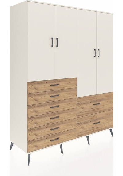 Kronos Gardrop 7 Raflı 8 Çekmeceli 4 Kapaklı 176x59x221 Aytaşı-aytaşı/çam Beyaz