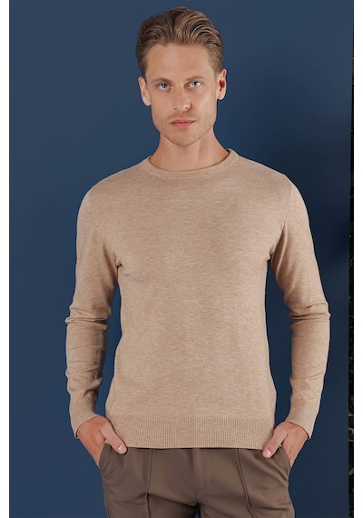 Efor Tr 858 Slim Fit Bej Klasik Triko Bej