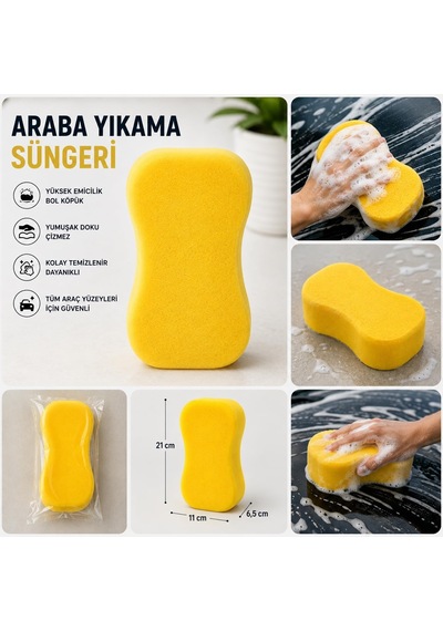 Oto Yıkama Süngeri Büyük Boy Yumuşak Araç Temizleme Ve Köpürtme Süngeri Belirtilmemis