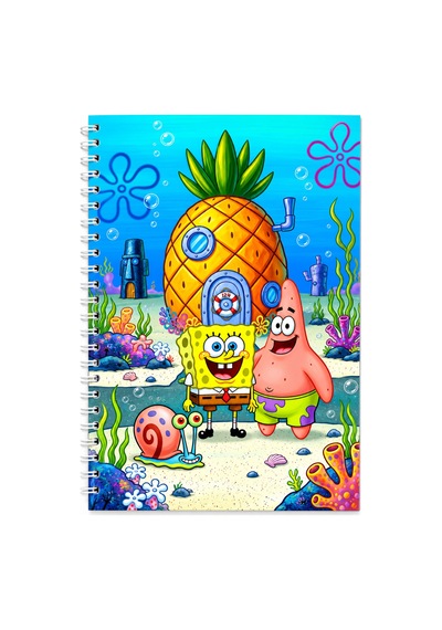 Sünger Bob A5 Spiralli Defter 60 Yaprak 120 Sayfa Çizgili Not Defteri Çok Renkli