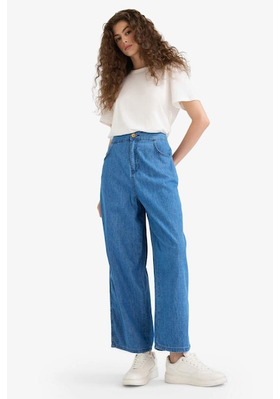 DeFacto Culotte Beli Lastikli Kısa Paça Bilek Boy Jean Pantolon E3041AX25SMNM34