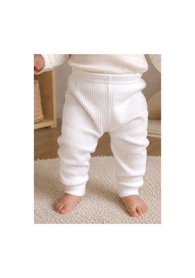 H&c Coolboy H&c Bebek Patiksiz Alt Pantolon %100 Pamuk Esnek Fitilli Ribana 0-36 Ay Beyaz