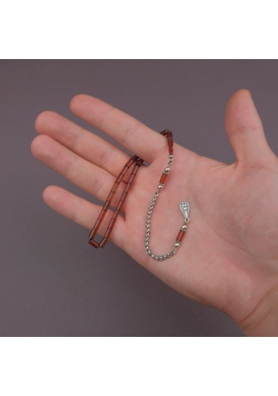 Sıkma Kehribar Bilek Boy Kesme Kesim 4x7mm Sallama Tesbih Kahverengi