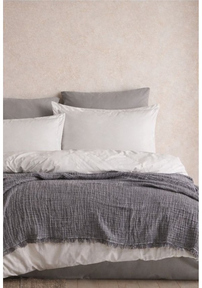 4 Katlı Müslin Pike Çift Kişilik I Battal Boy %100 Pamuklu, Nefes Alabilir, Yumuşak Dokulu Dört Mevsim Kullanım 240x260 Cm Antrasit