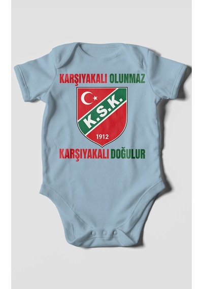 Morivokids Karşıyakalı Olunmaz, Mesajlı Kısa Kollu Bebek Body %100 Pamuk Bebe Mavisi