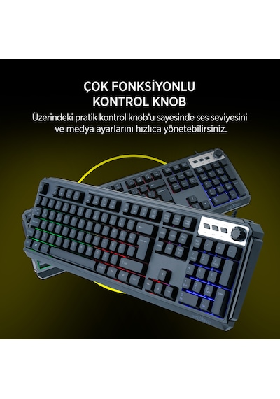 James Donkey JDK104 Rainbow Membran Türkçe Q Gaming 104 Tuş Siyah Klavye