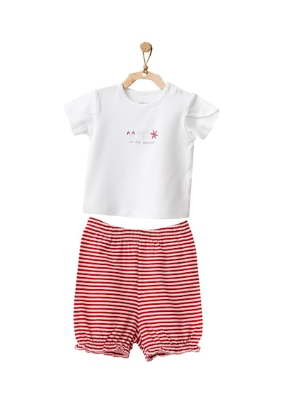 Dear Enika Andywawa Kız Bebek Kırmızı Çizgili Alt Üst Şort Takım Ac21670r 001