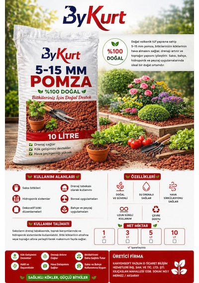 Pomza 5-15 Mm Volkanik Taş Pomza10 Litre 10 L