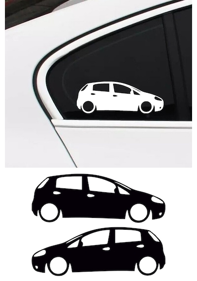 2 Adet Fiat Punto Basık Oto Sticker - Kelebek Cam Sticker 15x5 Cm