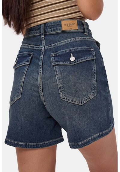 it's basic Kadın Tint 2s6-8 Relax Fit Midi Boy Esnek Kumaş Denim Şort