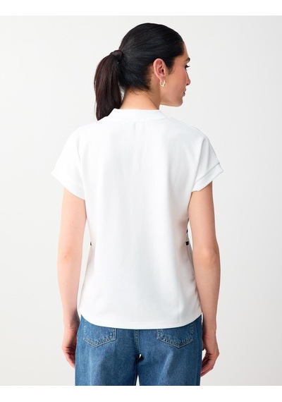 Jimmy Key Jimmy Key Beyaz Çizgi Desenli Kolsuz V Yaka Örme Sweatshirt 6sw235709100