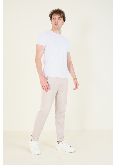 Giyim Dünyası Erkek Sıfır Yaka Basic T-shirt Beyaz 001