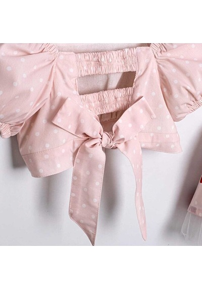 Ministok Bella Crop Blüz Etekli 2'li Kız Çocuk Takım Pembe