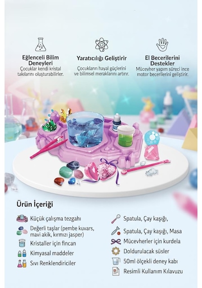 Clemento-ni Lisanslı Kristal Takı Tasarımı Değerli Taşlar 18 Parça Renkli Kendin Yap Oyuncak Set