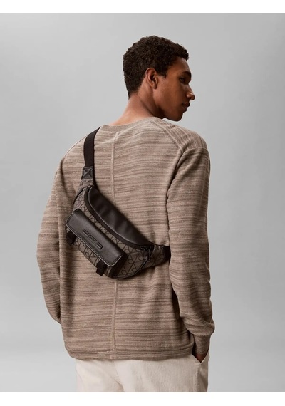 Calvin Klein Mıxed Emblem Aop Waı, 7ul Siyah Erkek Bel Çantası