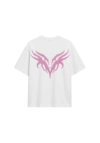 Zaee Vnm Premium Taşlı Oversize Tişört Pembe 02