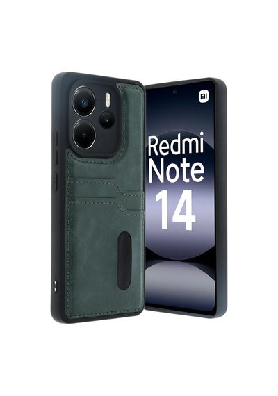 Newface - 300 - Xiaomi Redmi Note 14 4g Kılıf Sara Kartvizitli Deri Kılıf - - Kmrsfres - Koyu Yeşil