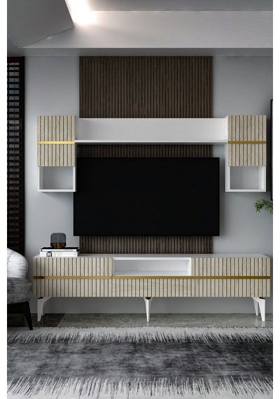 180dhdtüç5bta Tedy Lazer Pleksi Desenli Tv Ünitesi Takımı Beyaz-traverten-altın 180dhdtüç5bta Tedy Lazer Pleksi Desenli Tv Ünitesi Takımı Beyaz-traverten-altın