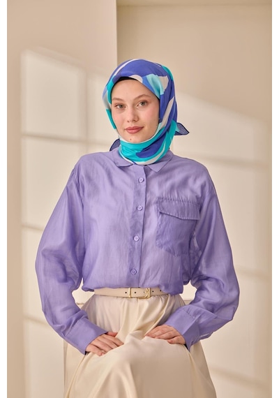 Silk Home Aura Eşarp 140001-13 Lacivert, Mavi, Lila, Beyaz